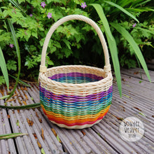 Load image into Gallery viewer, Rainbow Rattan/Wicker Basket with Handle | Small | Hand-woven from Rattan/Centre Cane | Hand-dyed | Natural | Sustainable