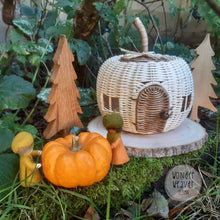 Load image into Gallery viewer, Rattan/Wicker Pumpkin House | Fairy House | Pumpkin | Handmade | Hand-dyed | Limited Edition for Halloween