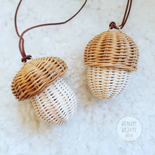 Load image into Gallery viewer, Small Mushroom Fairy Home | Rattan Hanging Mushroom | Handmade | Handwoven | Hand-dyed | Decoration