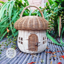 Load image into Gallery viewer, Rattan/Wicker Mushroom House Bag with Handle | Handmade | Hand-dyed
