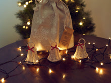 Load image into Gallery viewer, Rattan Christmas Bells DIY kit – part of the Christmas Decoration Trio gift set