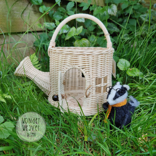 Rattan/Wicker Watering Can House | Fairy House | Apple | Handmade | Hand-dyed | Limited Edition