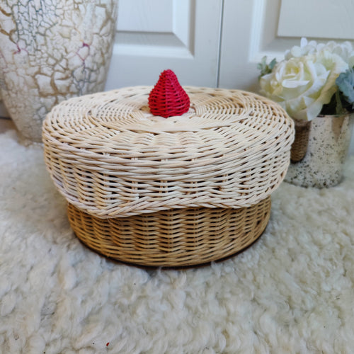 Cake Rattan Basket -  Strawberry on Top