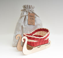 Load image into Gallery viewer, Christmas DIY Basketry Kit | Santa's Sleigh - Festive | Rattan/Cane, Make Your Own | WonderWeaver Design | Craft Kit | Christmas Decoration