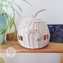 Load image into Gallery viewer, Rattan/Wicker Apple House | Fairy House | Apple | Handmade | Hand-dyed | Limited Edition
