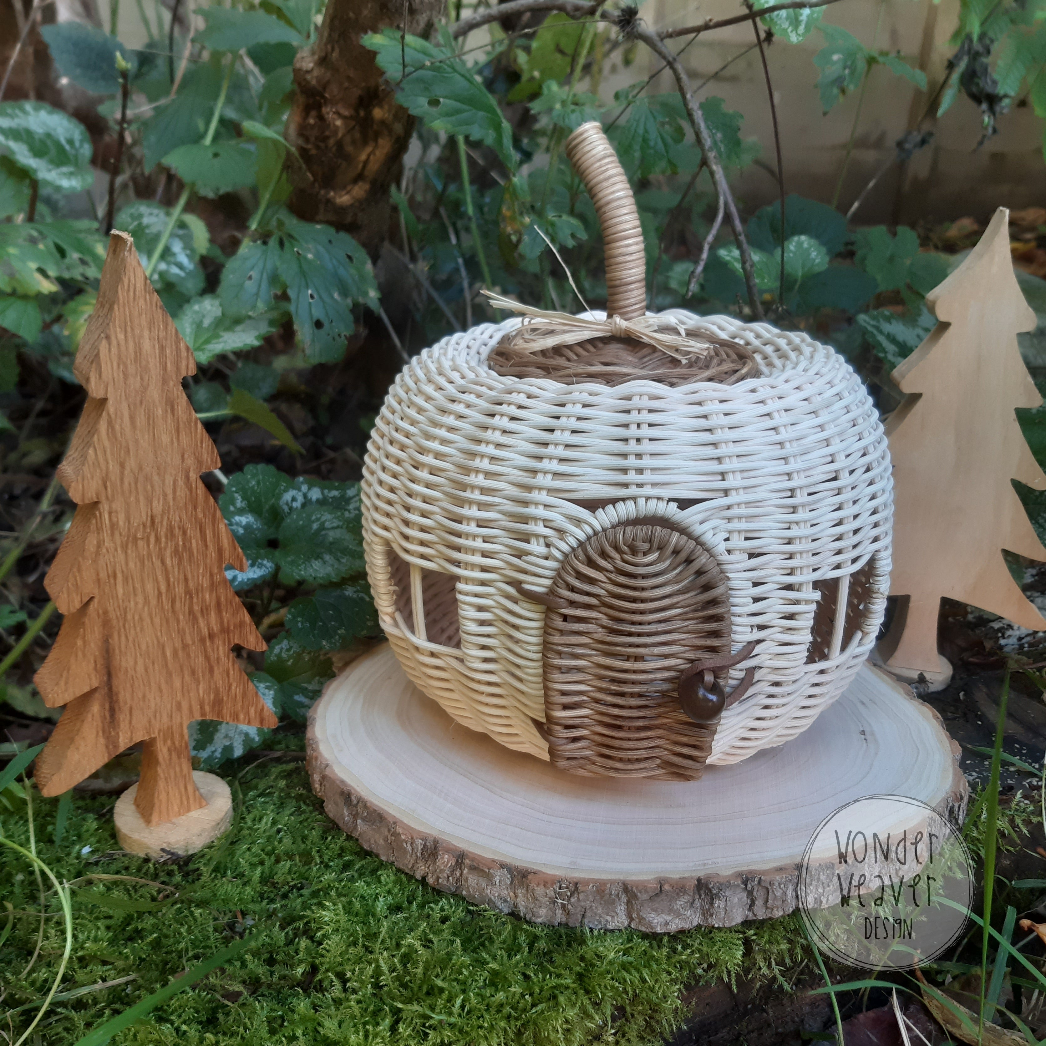 Rattan/Wicker Mushroom House | Fairy House | shops Mushroom | WonderWeaver Design | Handmade | Hand-dyed | Limited Edition