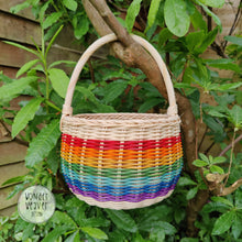 Load image into Gallery viewer, Rainbow Rattan/Wicker Basket with Handle | Large | Hand-woven from Rattan/Centre Cane | Hand-dyed | Natural | Sustainable