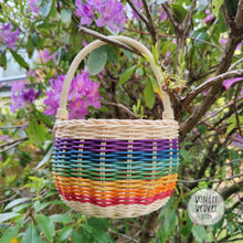 Load image into Gallery viewer, Rainbow Rattan/Wicker Basket with Handle | Small | Hand-woven from Rattan/Centre Cane | Hand-dyed | Natural | Sustainable