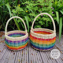 Load image into Gallery viewer, Rainbow Rattan/Wicker Basket with Handle | Large | Hand-woven from Rattan/Centre Cane | Hand-dyed | Natural | Sustainable