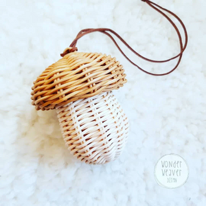 Small Mushroom Fairy Home | Rattan Hanging Mushroom | Handmade | Handwoven | Hand-dyed | Decoration